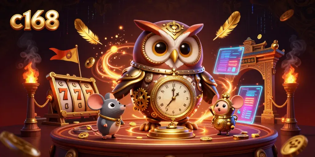 Experience the excitement of c 168 with steampunk characters and vibrant casino elements.