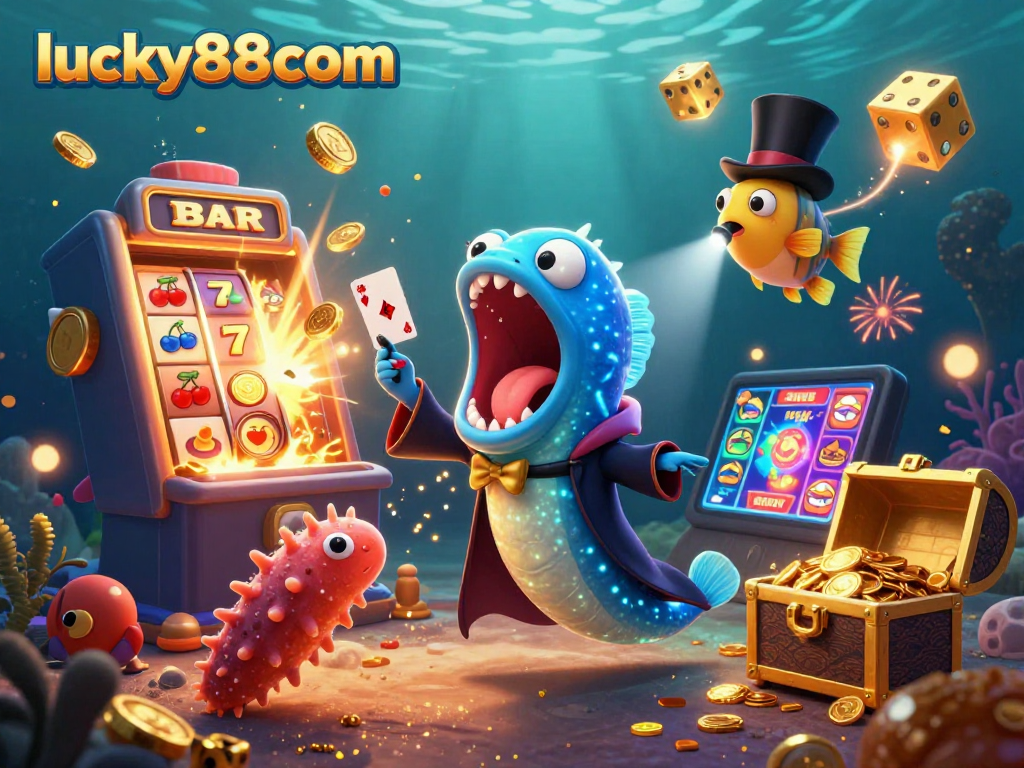 Experience thrilling wins at lucky88com with vibrant underwater casino action featuring unique characters.