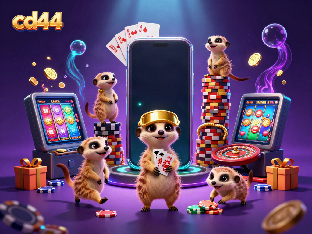 Experience the fun at cd44 casino with meerkats running the action in a vibrant gaming scene.